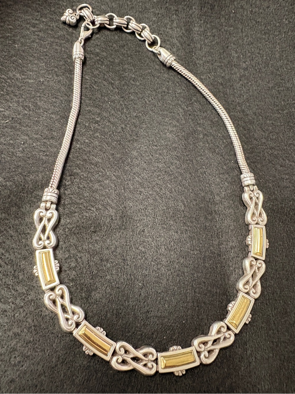 Brighton Double Infinity Silver Necklace with Gold-Tone Bar Accents